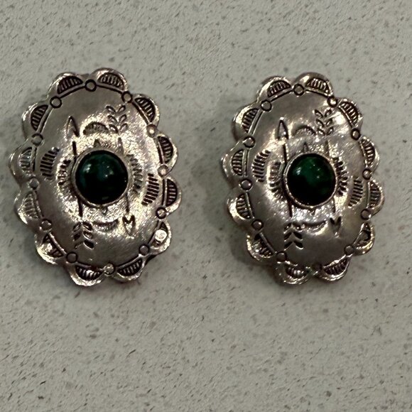 Artisan Scalloped Edge Metallic Post Earrings - Picture 8 of 8